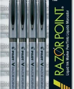 Pilot V Razor Point Liquid Ink Porous Point Pen, Stick, Extra-Fine 0.5 Mm, Black Ink, 4/Pack