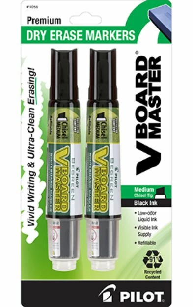 Pilot Vboard Master Chisel Dry Erase Marker - Black Chisel 2Pk BP 2 Pilot Vboard Master Chisel Dry Erase Marker - Black Chisel 2Pk BP