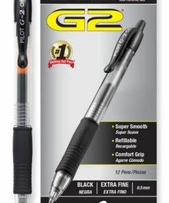 Pilot G2 Premium Gel Pen, Retractable, Extra-Fine 0.5 Mm, Black Ink, Smoke Barrel, 1 Ea