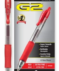 Pilot G2 Premium Gel Pen, Retractable, Extra-Fine 0.5 Mm, Red Ink, Smoke Barrel, 1 Ea