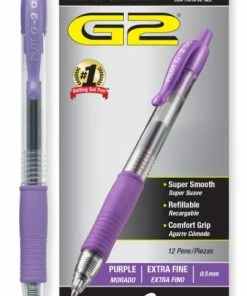 Pilot G2 Premium Gel Pen, Retractable, Extra-Fine 0.5 Mm, Purple Ink, Smoke Barrel, 1 Ea