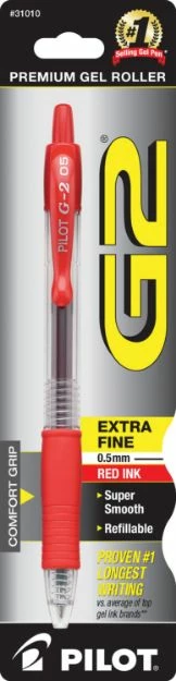 Pilot G2 Premium Gel Pen, Retractable, Extra-Fine 0.5 Mm, Red Ink, Smoke Barrel, 1 Ea 3 Pilot G2 Premium Gel Pen, Retractable, Extra-Fine 0.5 Mm, Red Ink, Smoke Barrel, 1 Ea