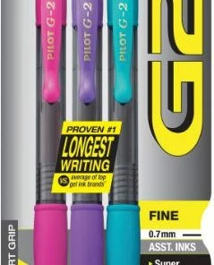 Pilot G2 Premium Gel Pen, Retractable, Extra-Fine 0.5 Mm, Assorted Ink, Smoke Barrel, 3Pk 1 Ea