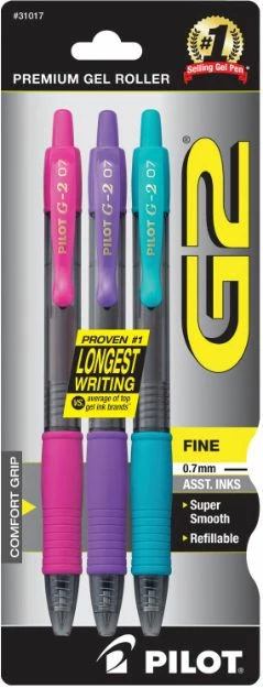 Pilot G2 Premium Gel Pen, Retractable, Extra-Fine 0.5 Mm, Assorted Ink, Smoke Barrel, 3Pk 1 Ea 3 Pilot G2 Premium Gel Pen, Retractable, Extra-Fine 0.5 Mm, Assorted Ink, Smoke Barrel, 3Pk 1 Ea
