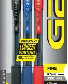 Pilot G2 Premium Gel Pen, Retractable, Fine 0.7 Mm, Assorted Ink Colors, Smoke Barrel, 3/Pack 1 Ea