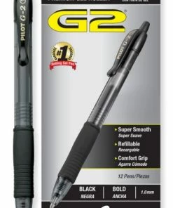 Pilot G2 Premium Gel Pen, Retractable, Bold 1 Mm, Black Ink, Smoke Barrel, 1 Ea
