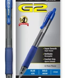 Pilot G2 Premium Gel Pen, Retractable, Bold 1 Mm, Blue Ink, Smoke Barrel, 1 Ea