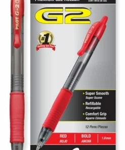 Pilot G2 Premium Gel Pen, Retractable, Bold 1 Mm, Red Ink, Smoke Barrel, 1 Ea