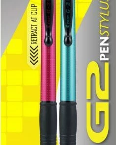 Pilot G2 Pen Stylus Fine Black Ink With Red/Turquoise Barrels, 2/Pack