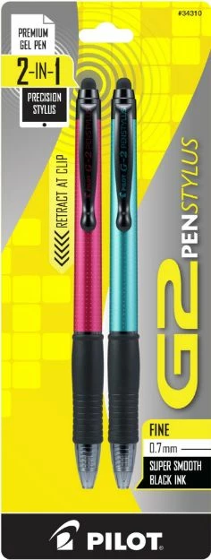 Pilot G2 Pen Stylus Fine Black Ink With Red/Turquoise Barrels, 2/Pack 3 Pilot G2 Pen Stylus Fine Black Ink With Red/Turquoise Barrels, 2/Pack