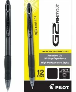 Pilot G2 Pen Stylus, Fine Point, Gray Barrel, Black Ink , Single Pen