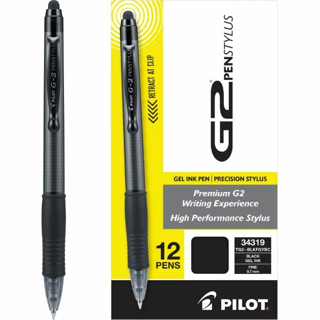 Pilot G2 Pen Stylus, Fine Point, Gray Barrel, Black Ink , Single Pen 3 Pilot G2 Pen Stylus, Fine Point, Gray Barrel, Black Ink , Single Pen