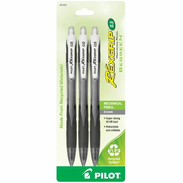 Pilot Rexgrip Begreen Pcl Blk 0.5 3Pk 1 Ea 2 Pilot Rexgrip Begreen Pcl Blk 0.5 3Pk 1 Ea