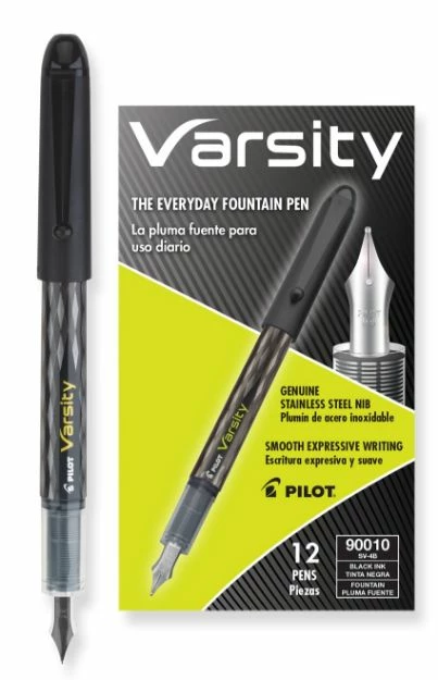 Pilot Varsity Fountain Pen, Medium 1 Mm, Black Ink, Gray Pattern Wrap 1 Ea 3 Pilot Varsity Fountain Pen, Medium 1 Mm, Black Ink, Gray Pattern Wrap 1 Ea