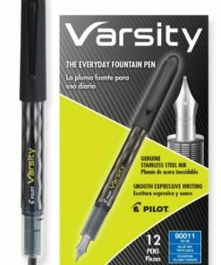 Pilot Varsity Fountain Pen, Medium 1 Mm, Blue Ink, Gray Pattern Wrap 1 Ea