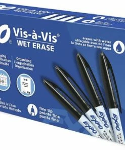 Expo Vis-A-Vis Wet Erase Marker, Fine Bullet Tip, Black, 1 Ea