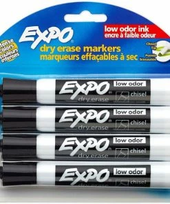 Expo Low-Odor Dry-Erase Marker, Broad Chisel Tip, Black, 4/Set 1 Ea