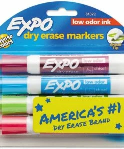 Expo Low-Odor Dry-Erase Marker, Broad Chisel Tip, Assorted Pastel Colors, 4/Set 1 Ea
