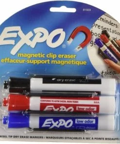 Expo Magnetic Clip Eraser, Broad Chisel Tip, Assorted Colors, 3/Set 1 Ea