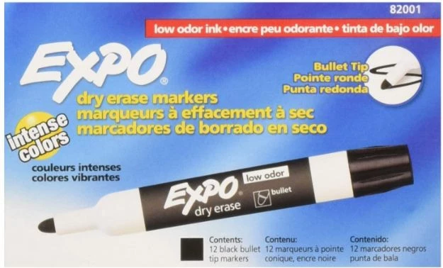 Expo Low-Odor Dry-Erase Marker, Medium Bullet Tip, Black, 1 Ea 3 Expo Low-Odor Dry-Erase Marker, Medium Bullet Tip, Black, 1 Ea