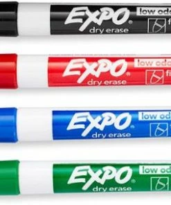 Expo Low-Odor Dry-Erase Marker, Fine Bullet Tip, Assorted Colors, 4/Set 1 Ea