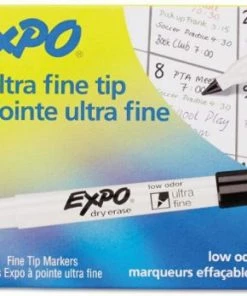Expo Low-Odor Dry-Erase Marker, Extra-Fine Needle Tip, Black 1 Ea