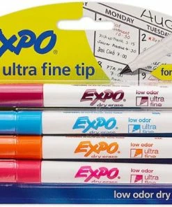 Expo Low-Odor Dry-Erase Marker, Extra-Fine Needle Tip, Fashion Assorted Colors, 4/Pack 1 Ea