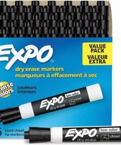 Expo Low-Odor Dry-Erase Marker Value Pack, Broad Chisel Tip, Black, 36/Box 1 Ea