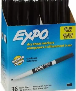 Expo Low-Odor Dry-Erase Marker Value Pack, Fine Bullet Tip, Black, 36/Box 1 Ea