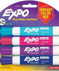 Expo Dry Erase Marker, Low Odor Ink, Broad Chisel Tip, Assorted Colors, 4/Pack 1 Ea