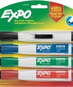 Expo Magnetic Dry Erase Marker, Broad Chisel Tip, Assorted Colors, 4/Pack 1 Ea