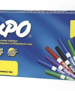 Expo Low-Odor Dry Erase Marker Office Value Pack, Fine Bullet Tip, Assorted Colors, 36/Pack 1 Ea