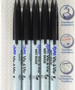 Expo Vis-A-Vis Wet Erase Marker, Fine Bullet Tip, Black, 5/Set 1 Ea