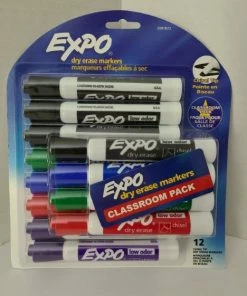 Expo Low-Odor Dry-Erase Marker, Broad Chisel Tip, Assorted Colors, 12/Set 1 Ea