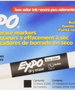 Expo Low-Odor Dry-Erase Marker, Medium Bullet Tip, Black, 1 Ea