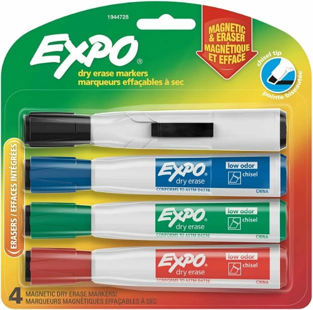 Expo Magnetic Dry Erase Marker, Broad Chisel Tip, Assorted Colors, 4/Pack 1 Ea 3 Expo Magnetic Dry Erase Marker, Broad Chisel Tip, Assorted Colors, 4/Pack 1 Ea