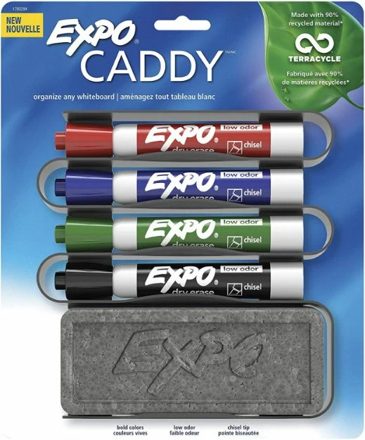 Expo Whiteboard Caddy Set, Broad Chisel Tip, Assorted Colors, 4/Set 1 Ea 3 Expo Whiteboard Caddy Set, Broad Chisel Tip, Assorted Colors, 4/Set 1 Ea
