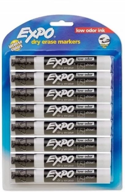 Expo Low-Odor Dry Erase Markers, Chisel Tip, Black, 8-Count 3 Expo Low-Odor Dry Erase Markers, Chisel Tip, Black, 8-Count